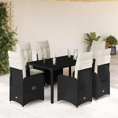3Dílný Zahradní Bistro Set S Poduškami Černý Polyratan