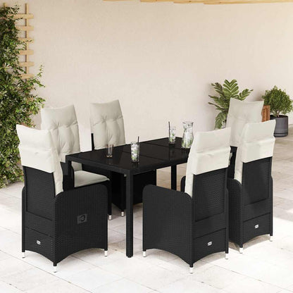 3Dílný Zahradní Bistro Set S Poduškami Černý Polyratan