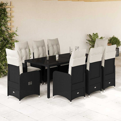 3Dílný Zahradní Bistro Set S Poduškami Černý Polyratan