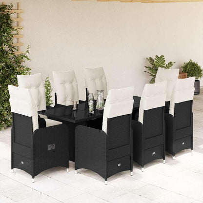 3Dílný Zahradní Bistro Set S Poduškami Černý Polyratan