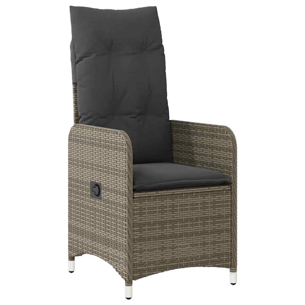 3Dílný Zahradní Bistro Set S Poduškami Šedý Polyratan