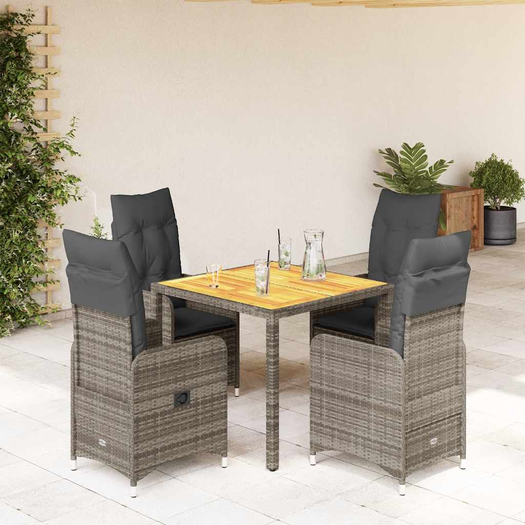 3Dílný Zahradní Bistro Set S Poduškami Šedý Polyratan