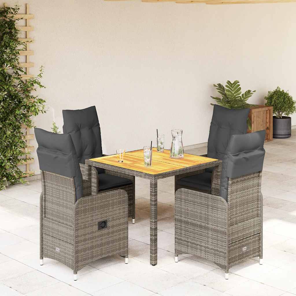 3Dílný Zahradní Bistro Set S Poduškami Šedý Polyratan