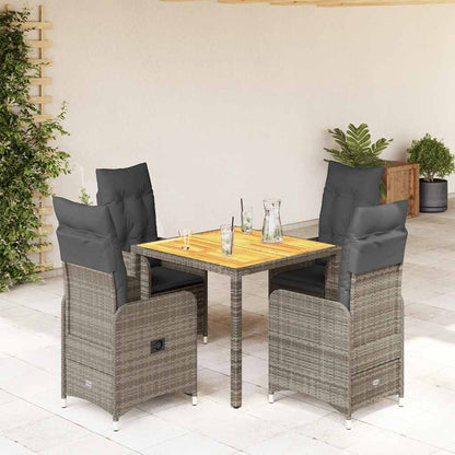 3Dílný Zahradní Bistro Set S Poduškami Šedý Polyratan