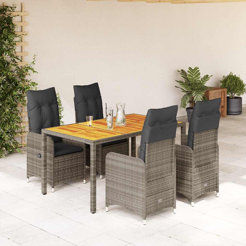 3Dílný Zahradní Bistro Set S Poduškami Šedý Polyratan