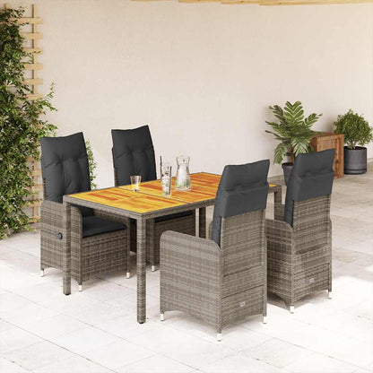 3Dílný Zahradní Bistro Set S Poduškami Šedý Polyratan
