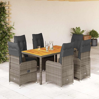 3Dílný Zahradní Bistro Set S Poduškami Šedý Polyratan