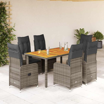3Dílný Zahradní Bistro Set S Poduškami Šedý Polyratan