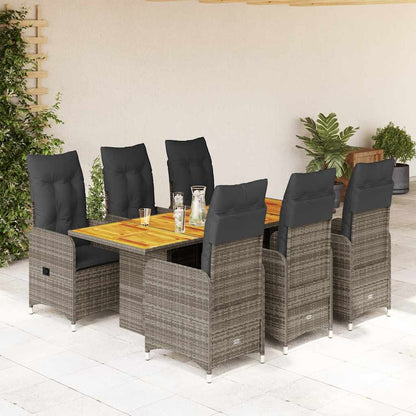 3Dílný Zahradní Bistro Set S Poduškami Šedý Polyratan