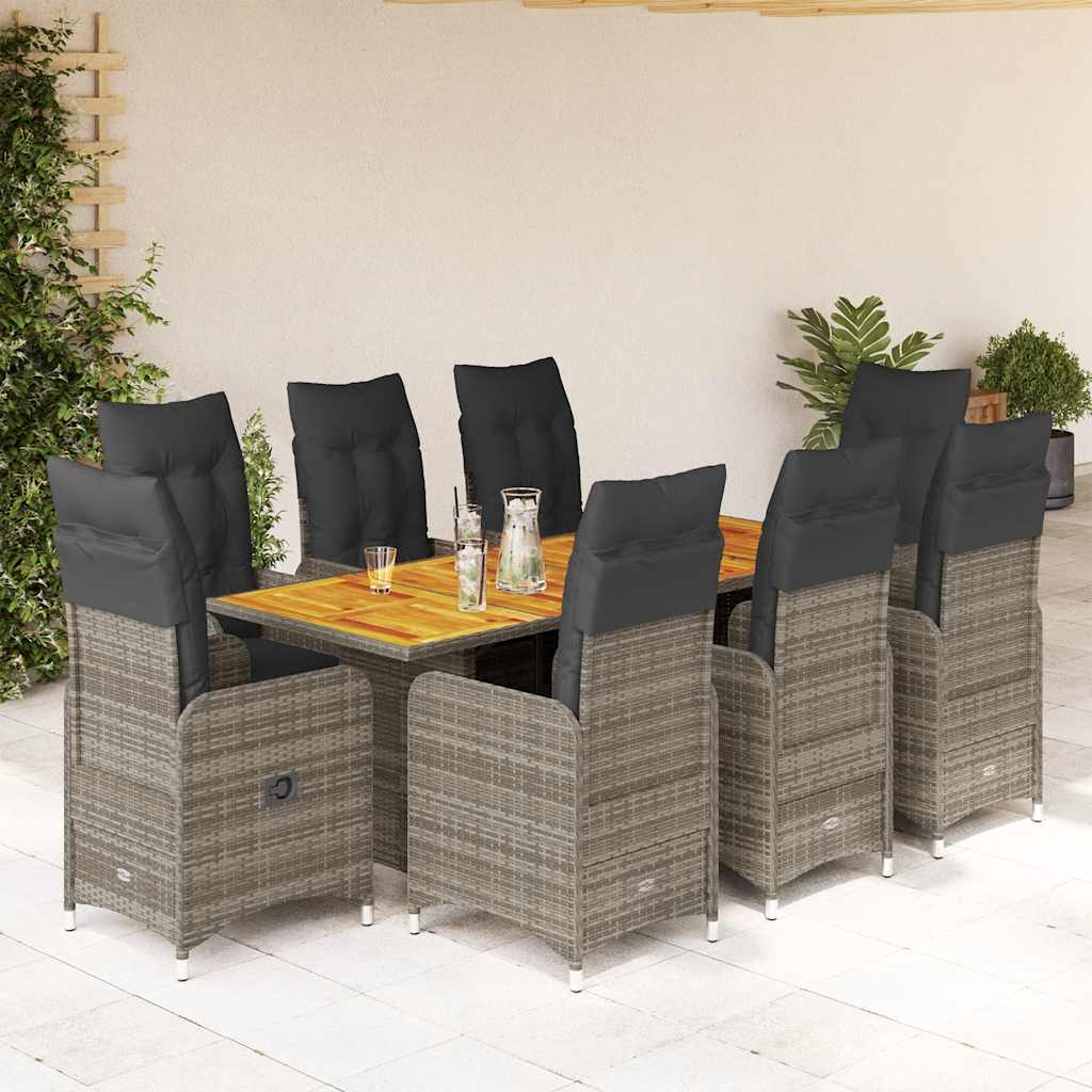 3Dílný Zahradní Bistro Set S Poduškami Šedý Polyratan