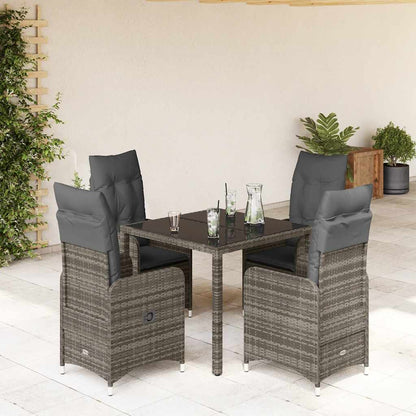 3Dílný Zahradní Bistro Set S Poduškami Šedý Polyratan