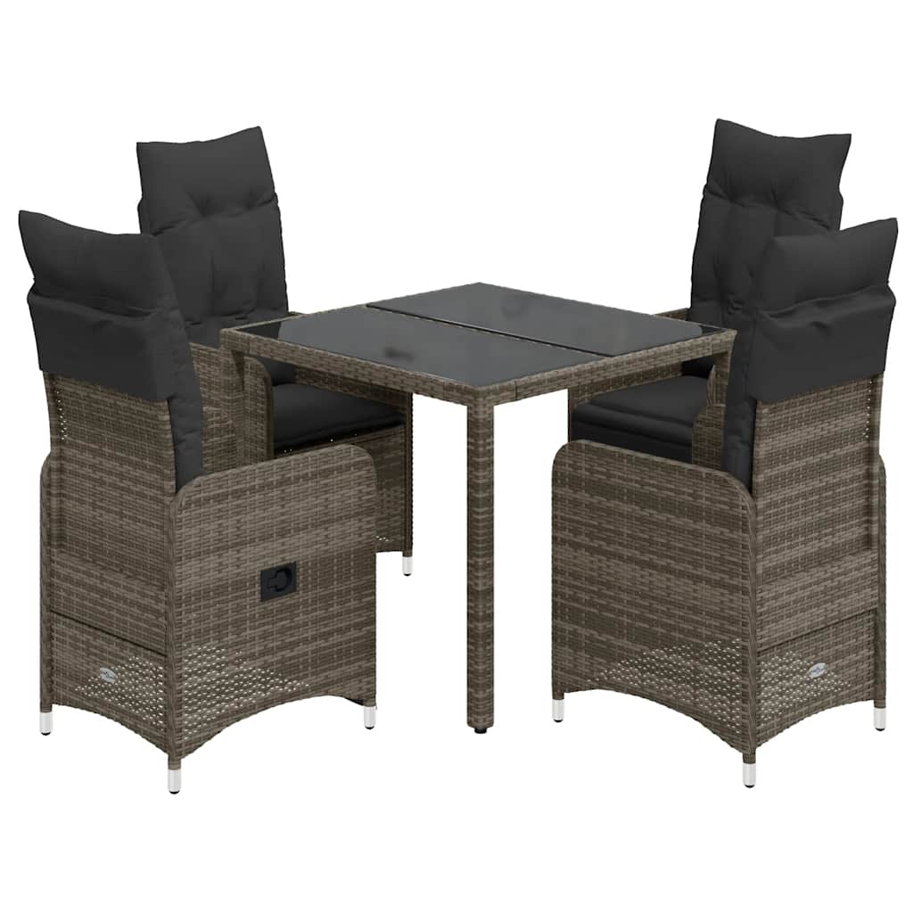 3Dílný Zahradní Bistro Set S Poduškami Šedý Polyratan