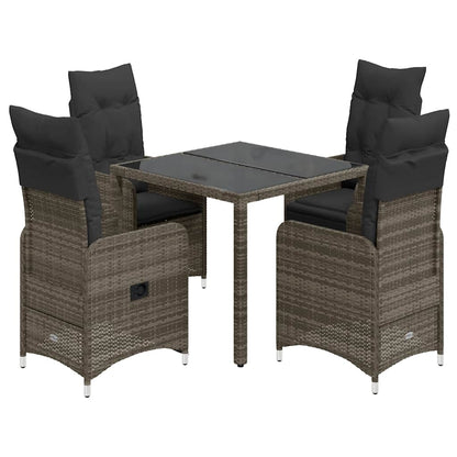 3Dílný Zahradní Bistro Set S Poduškami Šedý Polyratan