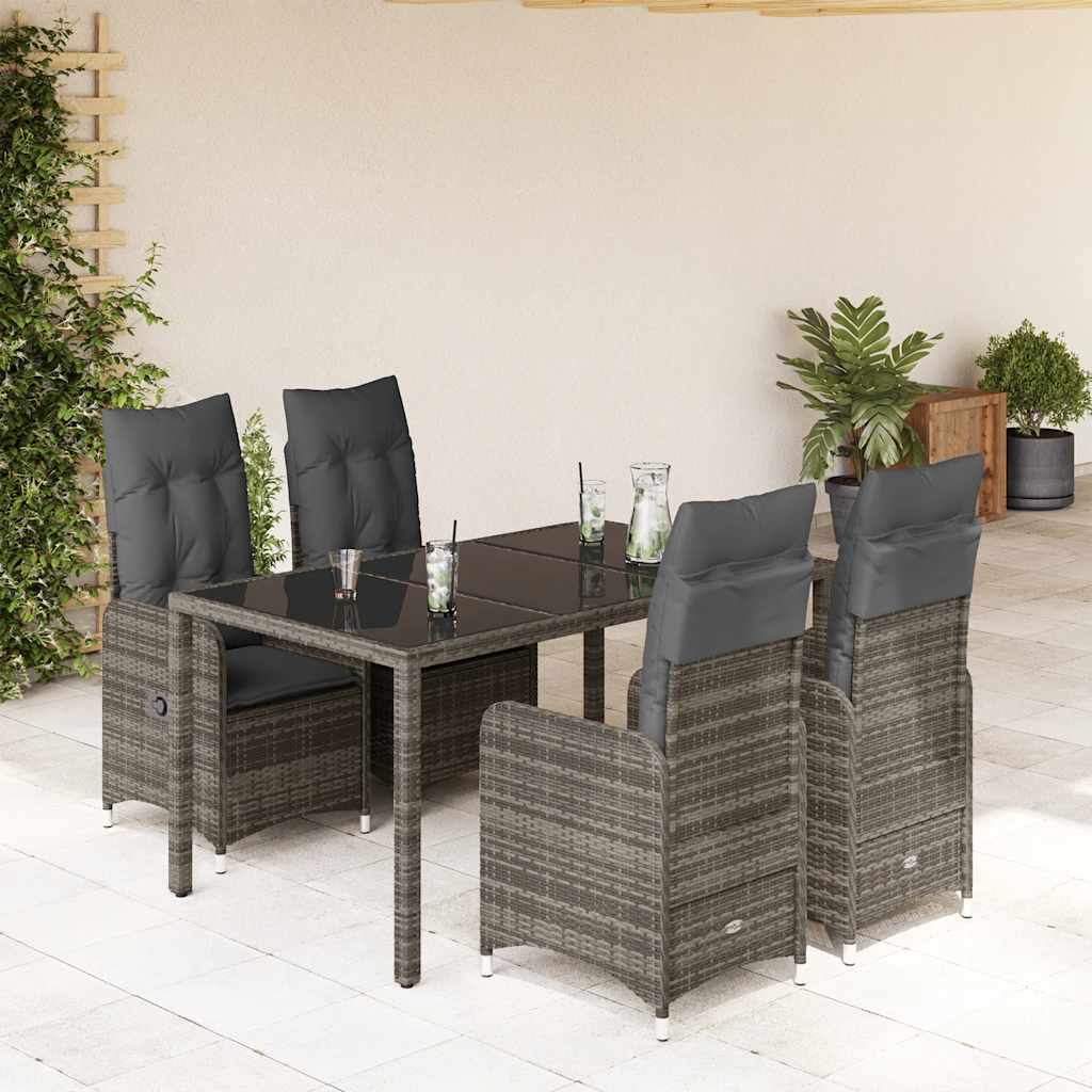 3Dílný Zahradní Bistro Set S Poduškami Šedý Polyratan