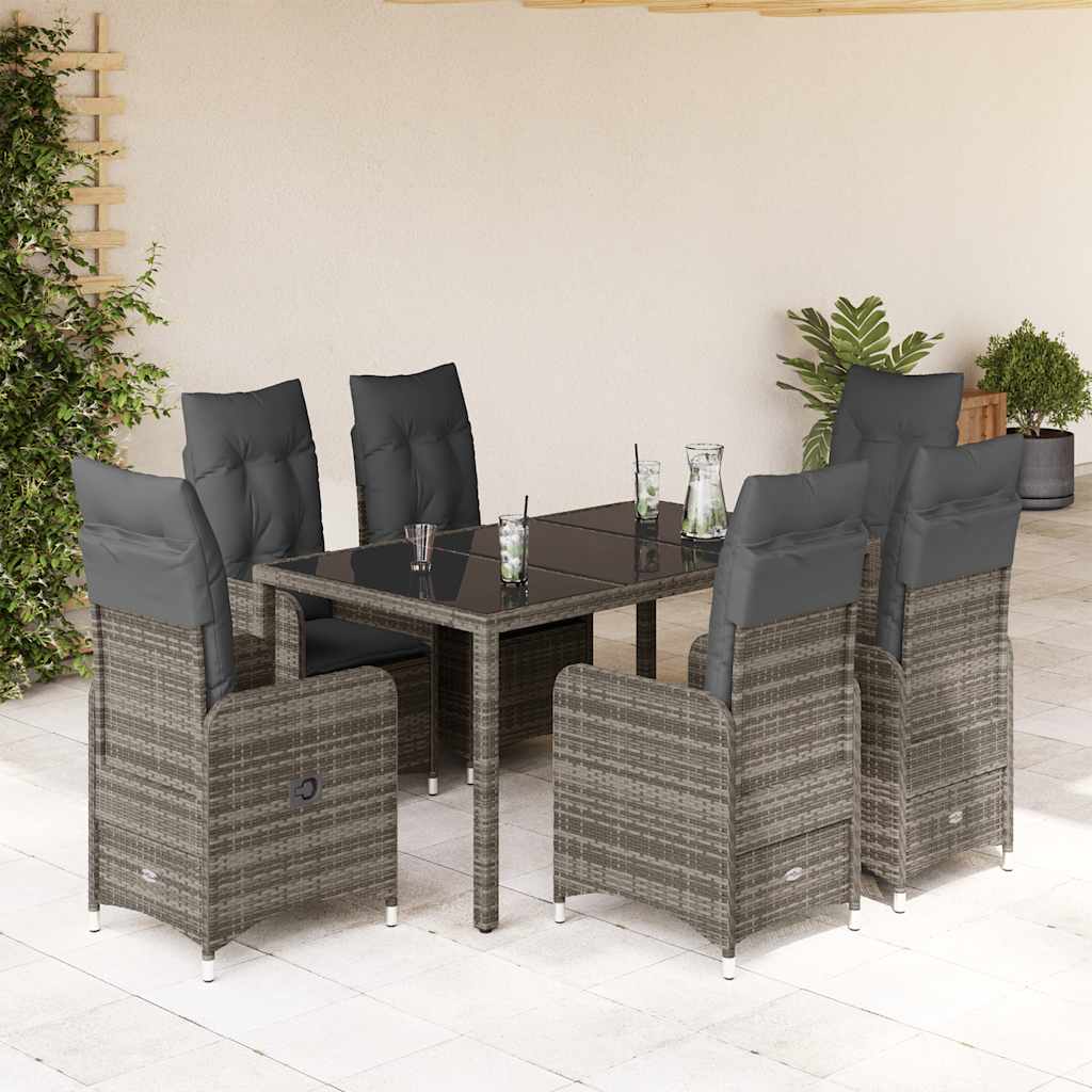 3Dílný Zahradní Bistro Set S Poduškami Šedý Polyratan