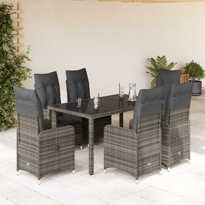 3Dílný Zahradní Bistro Set S Poduškami Šedý Polyratan