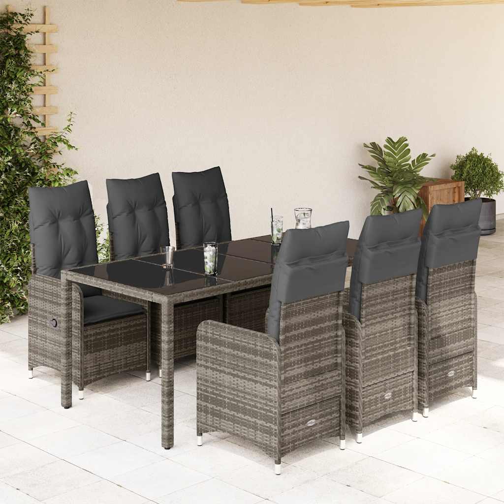 3Dílný Zahradní Bistro Set S Poduškami Šedý Polyratan
