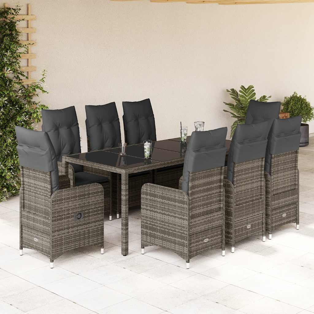 3Dílný Zahradní Bistro Set S Poduškami Šedý Polyratan