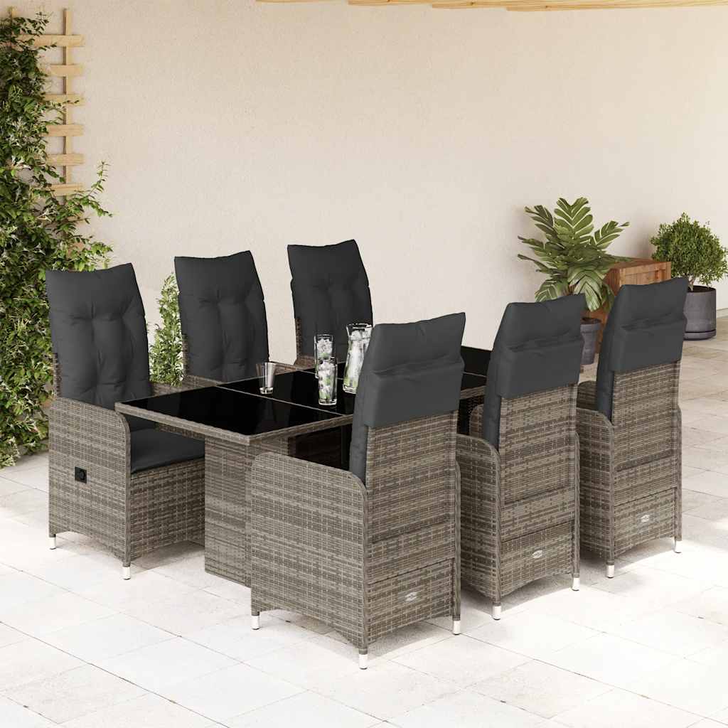 3Dílný Zahradní Bistro Set S Poduškami Šedý Polyratan