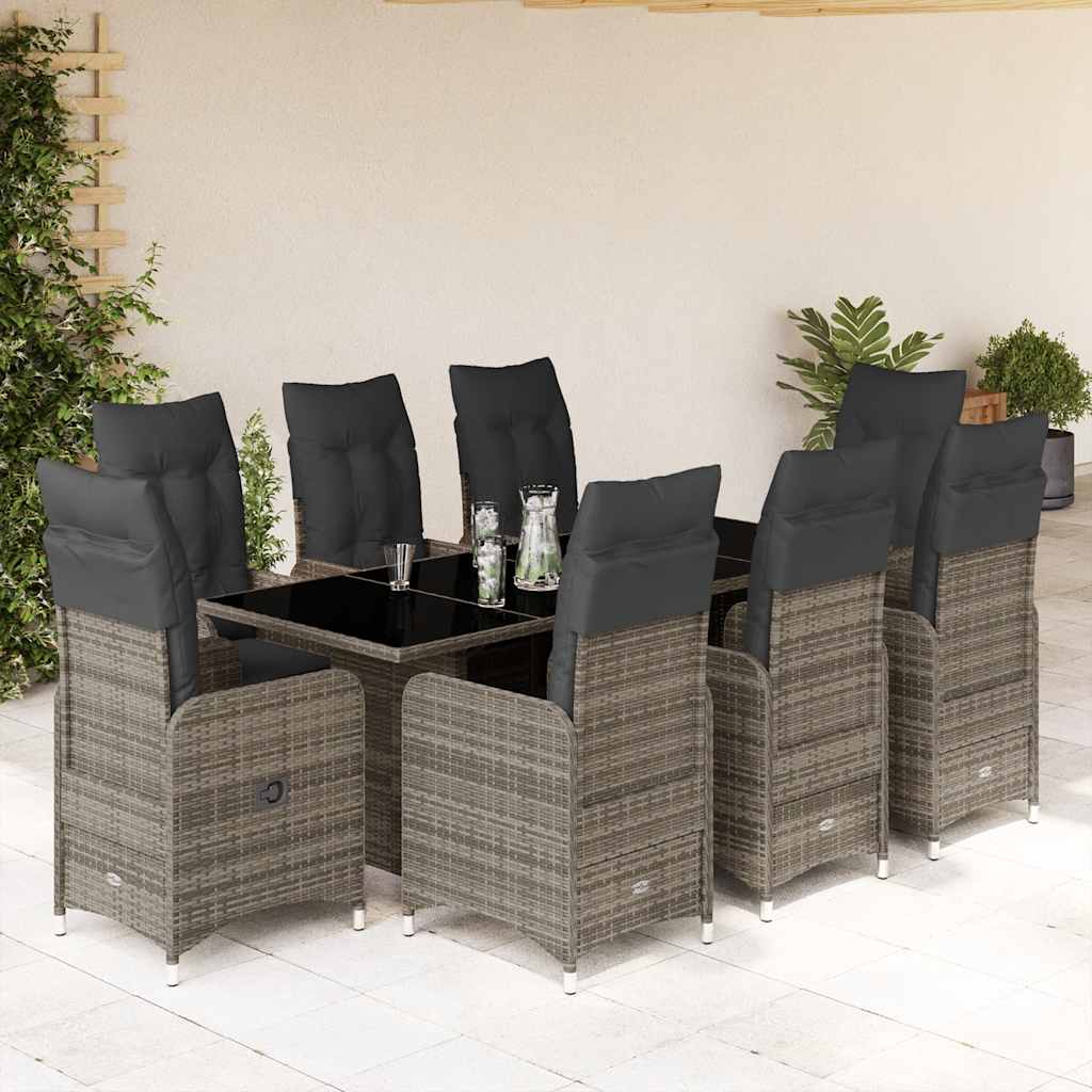 3Dílný Zahradní Bistro Set S Poduškami Šedý Polyratan