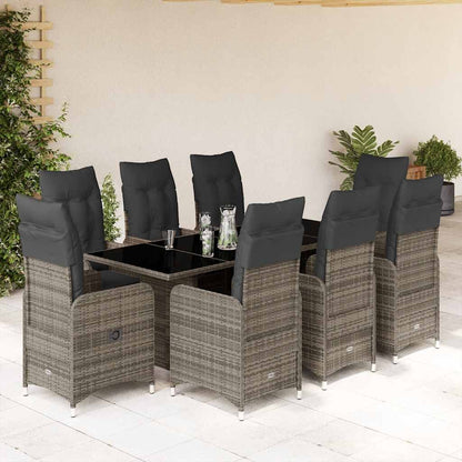 3Dílný Zahradní Bistro Set S Poduškami Šedý Polyratan