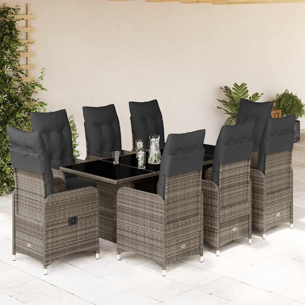 3Dílný Zahradní Bistro Set S Poduškami Šedý Polyratan
