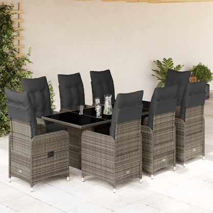 3Dílný Zahradní Bistro Set S Poduškami Šedý Polyratan