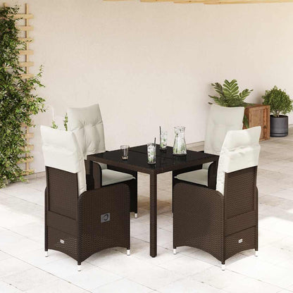 7Dílný Zahradní Bistro Set S Poduškami Hnědý Polyratan