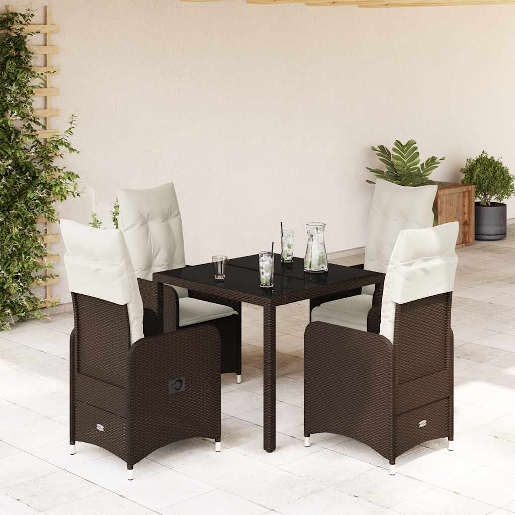 7Dílný Zahradní Bistro Set S Poduškami Hnědý Polyratan