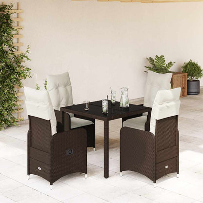 7Dílný Zahradní Bistro Set S Poduškami Hnědý Polyratan
