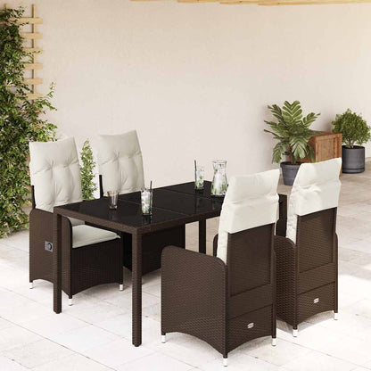 7Dílný Zahradní Bistro Set S Poduškami Hnědý Polyratan