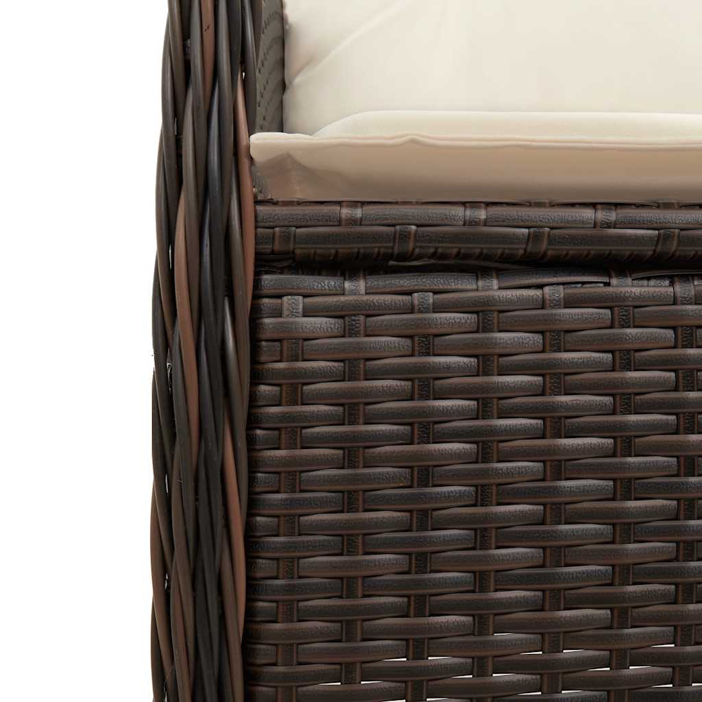 7Dílný Zahradní Bistro Set S Poduškami Hnědý Polyratan