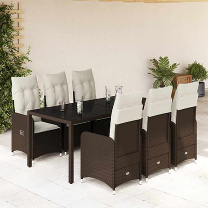 7Dílný Zahradní Bistro Set S Poduškami Hnědý Polyratan