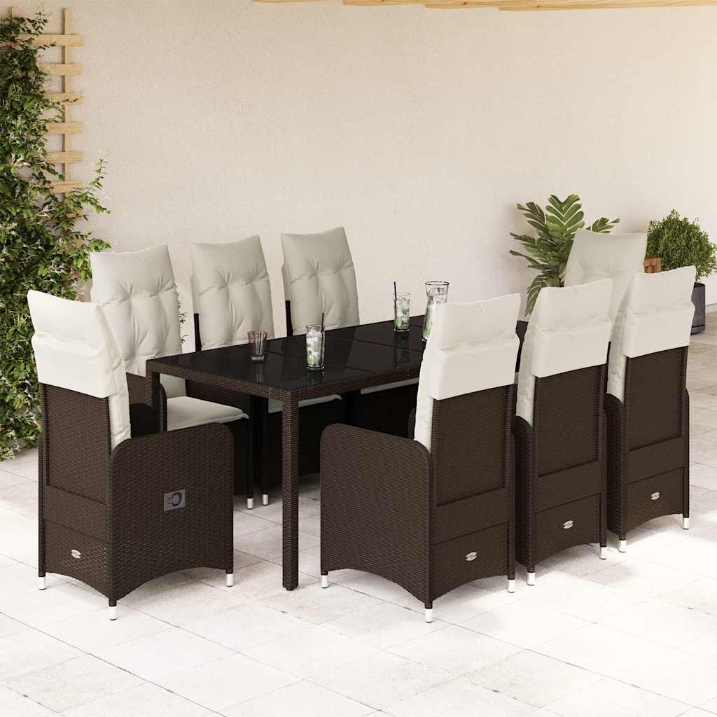 7Dílný Zahradní Bistro Set S Poduškami Hnědý Polyratan