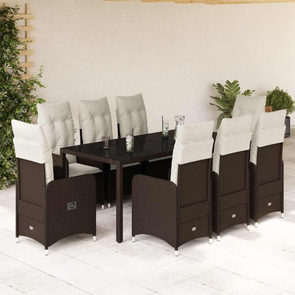 7Dílný Zahradní Bistro Set S Poduškami Hnědý Polyratan