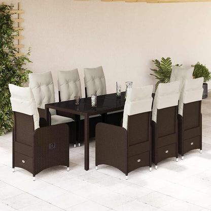 7Dílný Zahradní Bistro Set S Poduškami Hnědý Polyratan