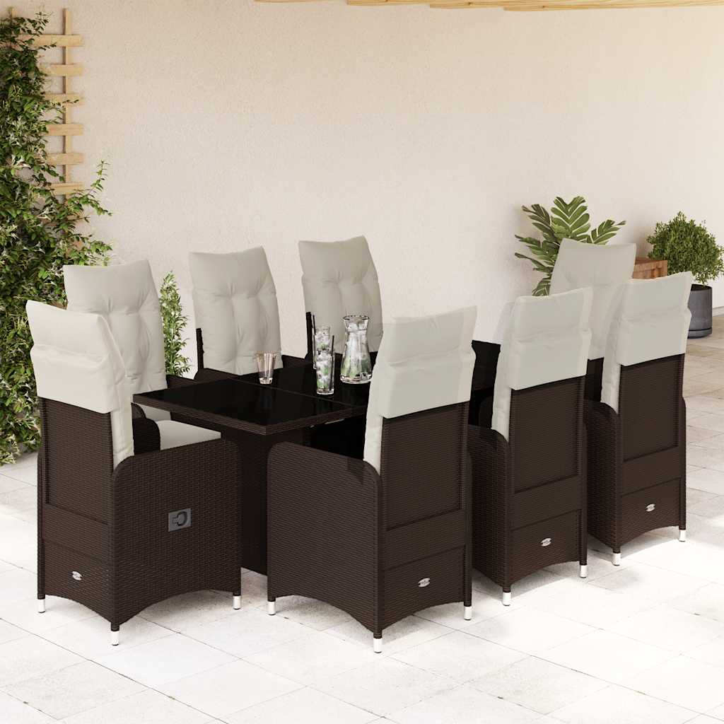 7Dílný Zahradní Bistro Set S Poduškami Hnědý Polyratan