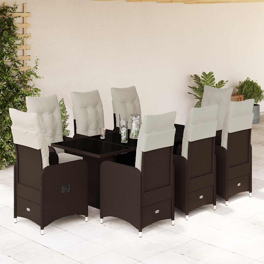 7Dílný Zahradní Bistro Set S Poduškami Hnědý Polyratan