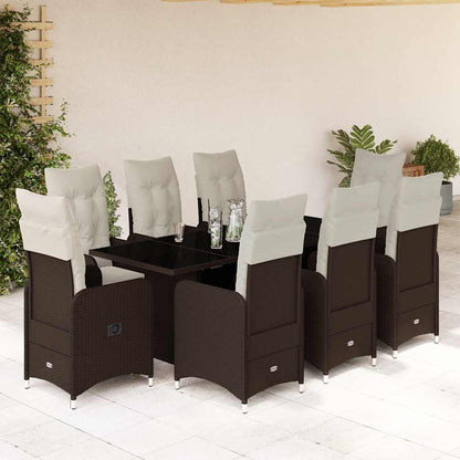7Dílný Zahradní Bistro Set S Poduškami Hnědý Polyratan