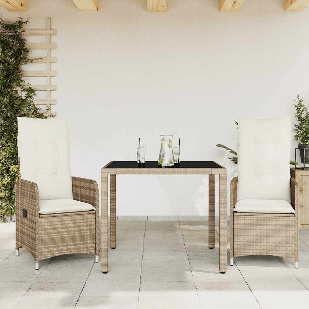 7Dílný Zahradní Bistro Set S Poduškami Béžový Polyratan