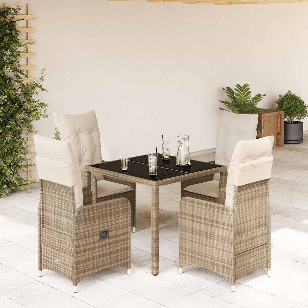 7Dílný Zahradní Bistro Set S Poduškami Béžový Polyratan