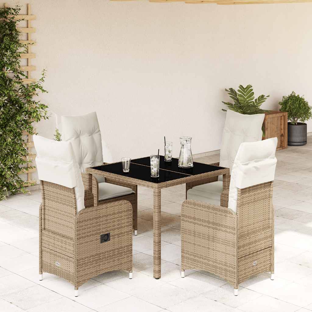 7Dílný Zahradní Bistro Set S Poduškami Béžový Polyratan
