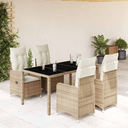 7Dílný Zahradní Bistro Set S Poduškami Béžový Polyratan