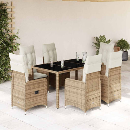 7Dílný Zahradní Bistro Set S Poduškami Béžový Polyratan