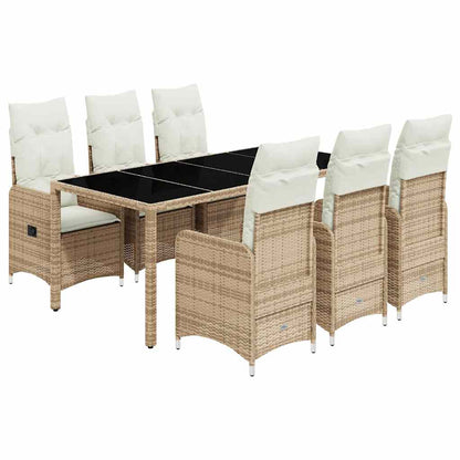7Dílný Zahradní Bistro Set S Poduškami Béžový Polyratan