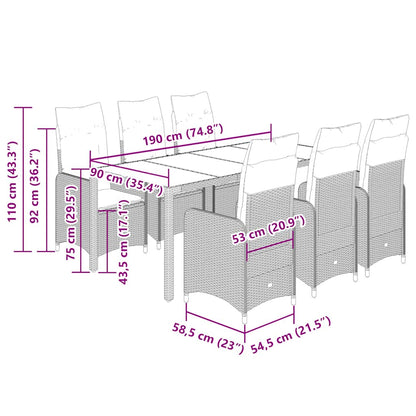 7Dílný Zahradní Bistro Set S Poduškami Béžový Polyratan