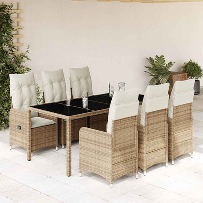 7Dílný Zahradní Bistro Set S Poduškami Béžový Polyratan