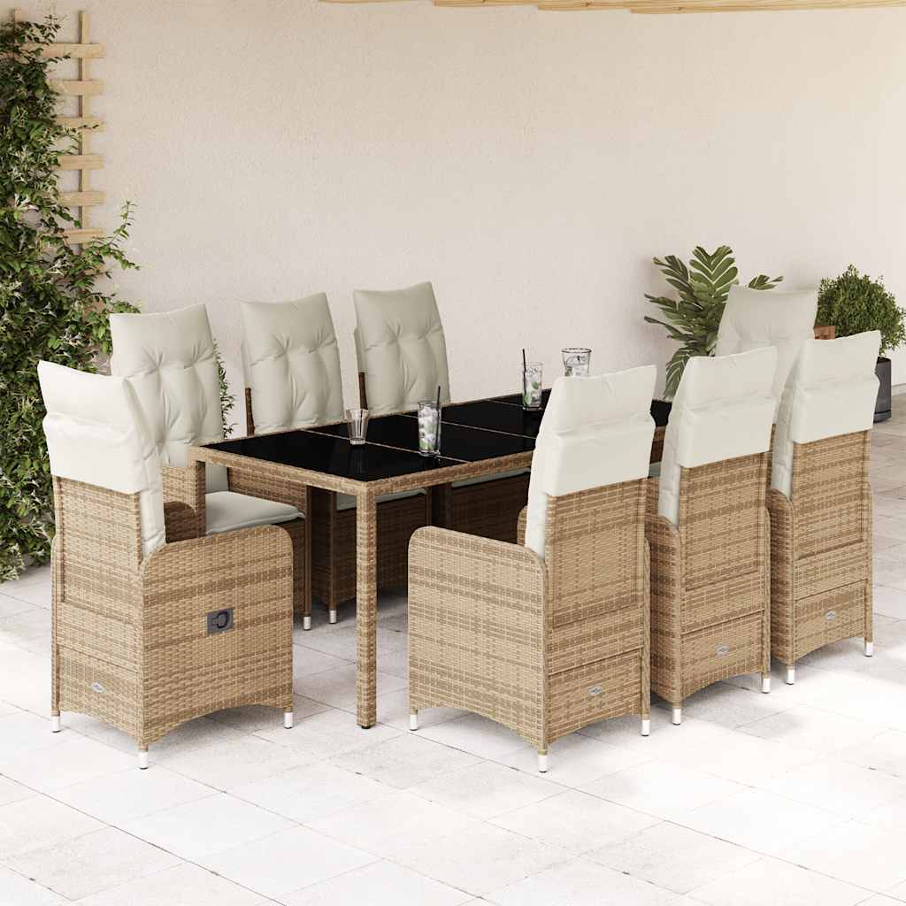 7Dílný Zahradní Bistro Set S Poduškami Béžový Polyratan