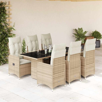 7Dílný Zahradní Bistro Set S Poduškami Béžový Polyratan