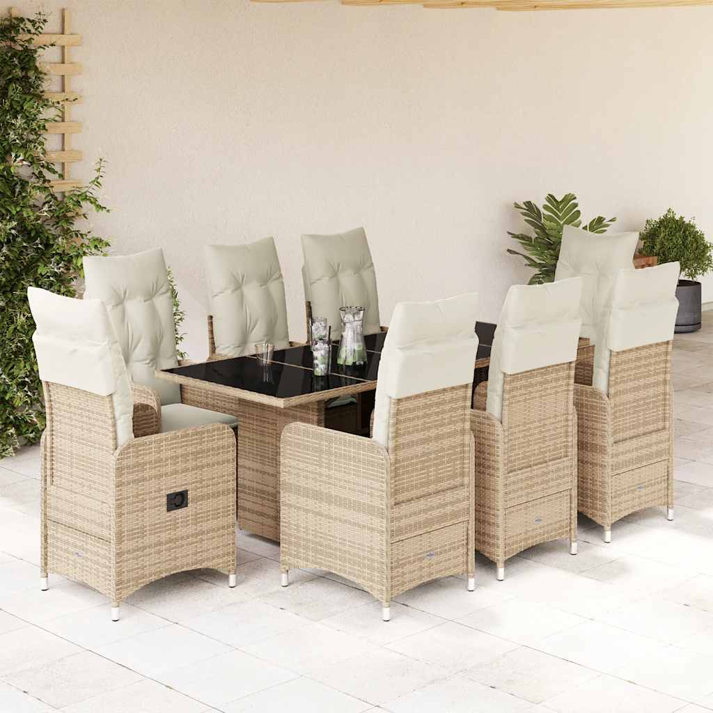 7Dílný Zahradní Bistro Set S Poduškami Béžový Polyratan